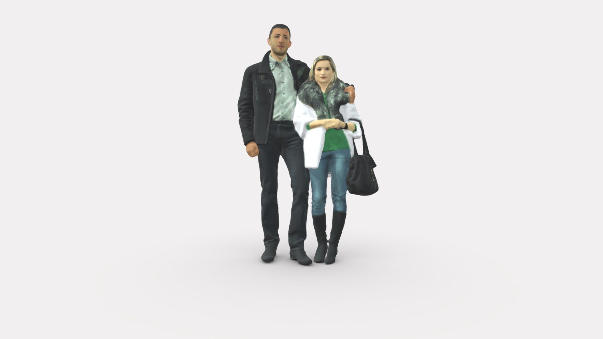 Man hug woman in white coat 0855 3d model