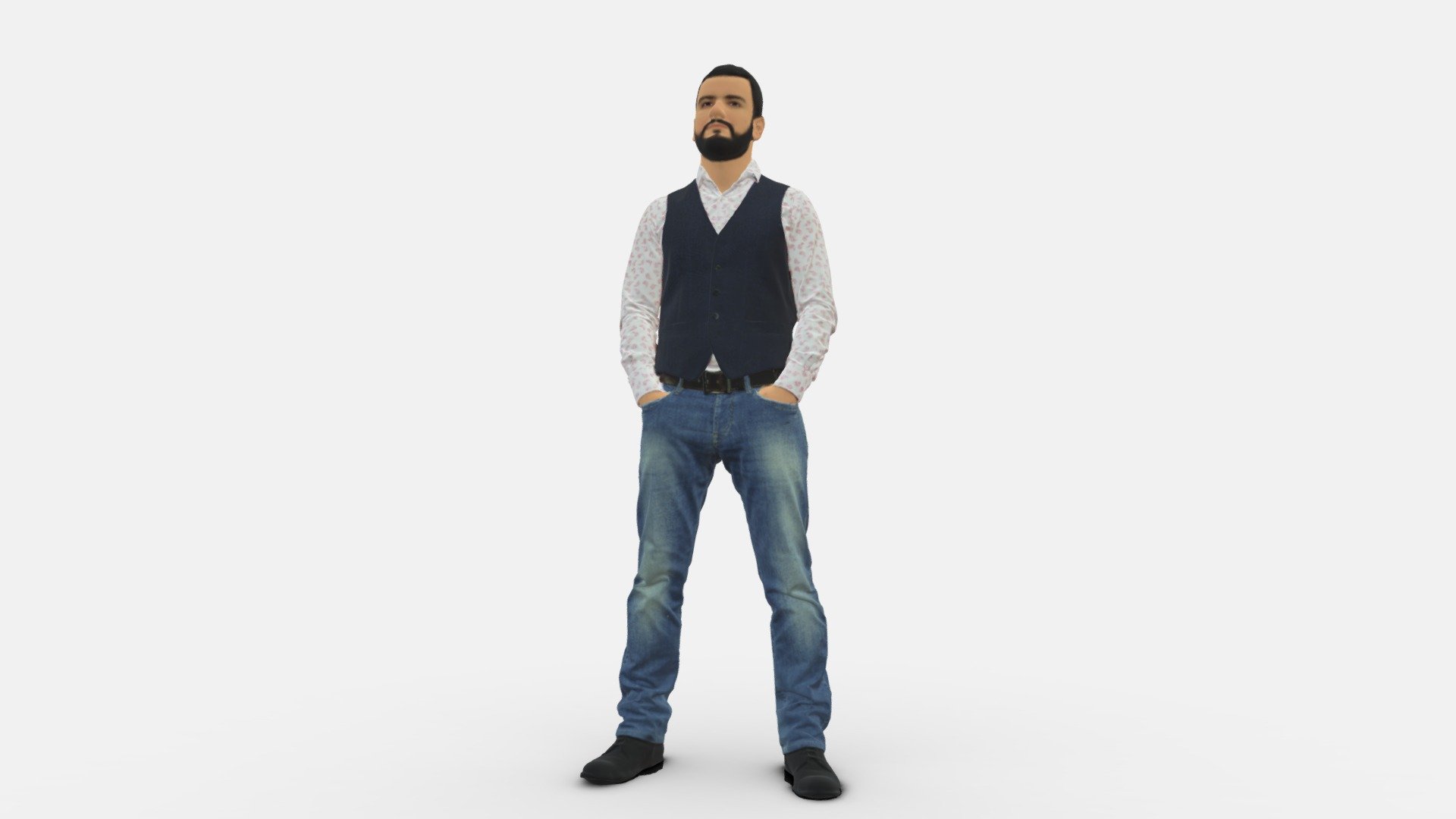 Hands In Pockets Man 0398 3d model