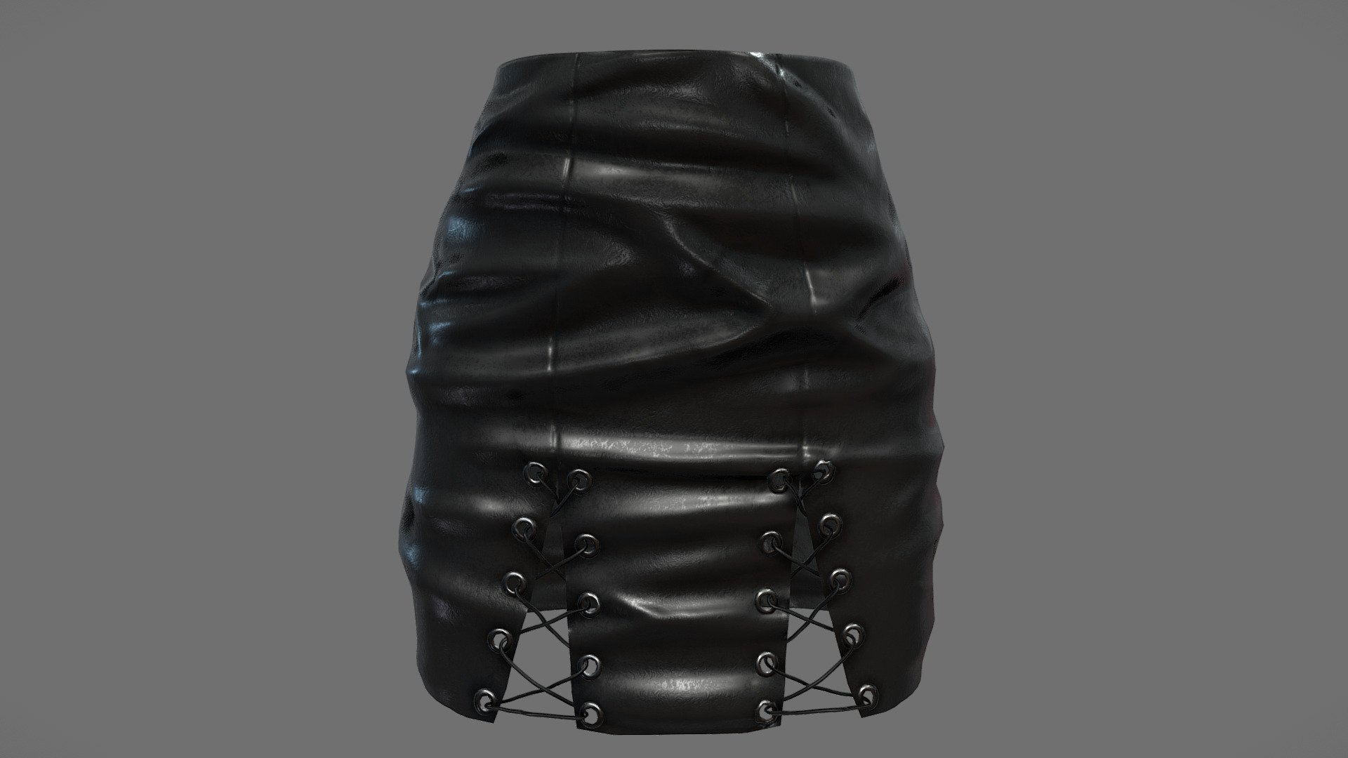 Female Front Splits Black Mini Leather Skirt 3d model