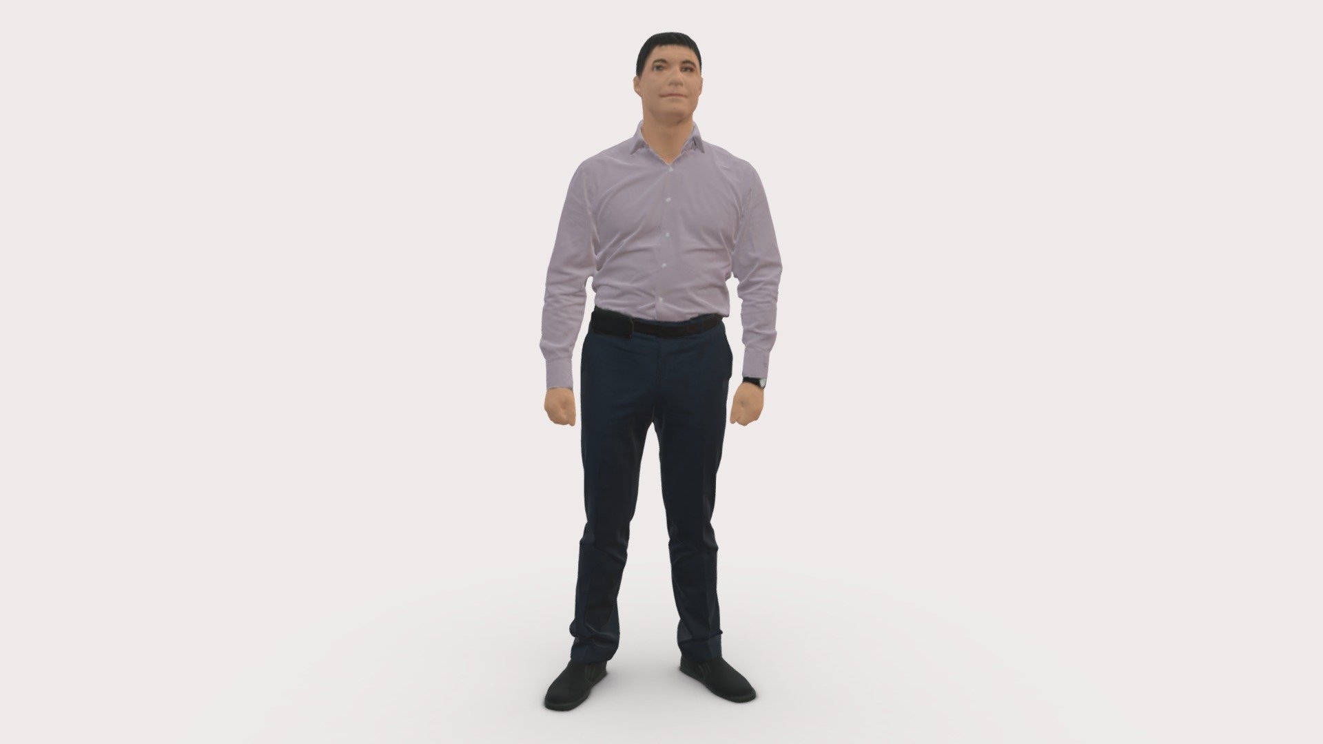 Young man in lilac shirt 0642 3d model