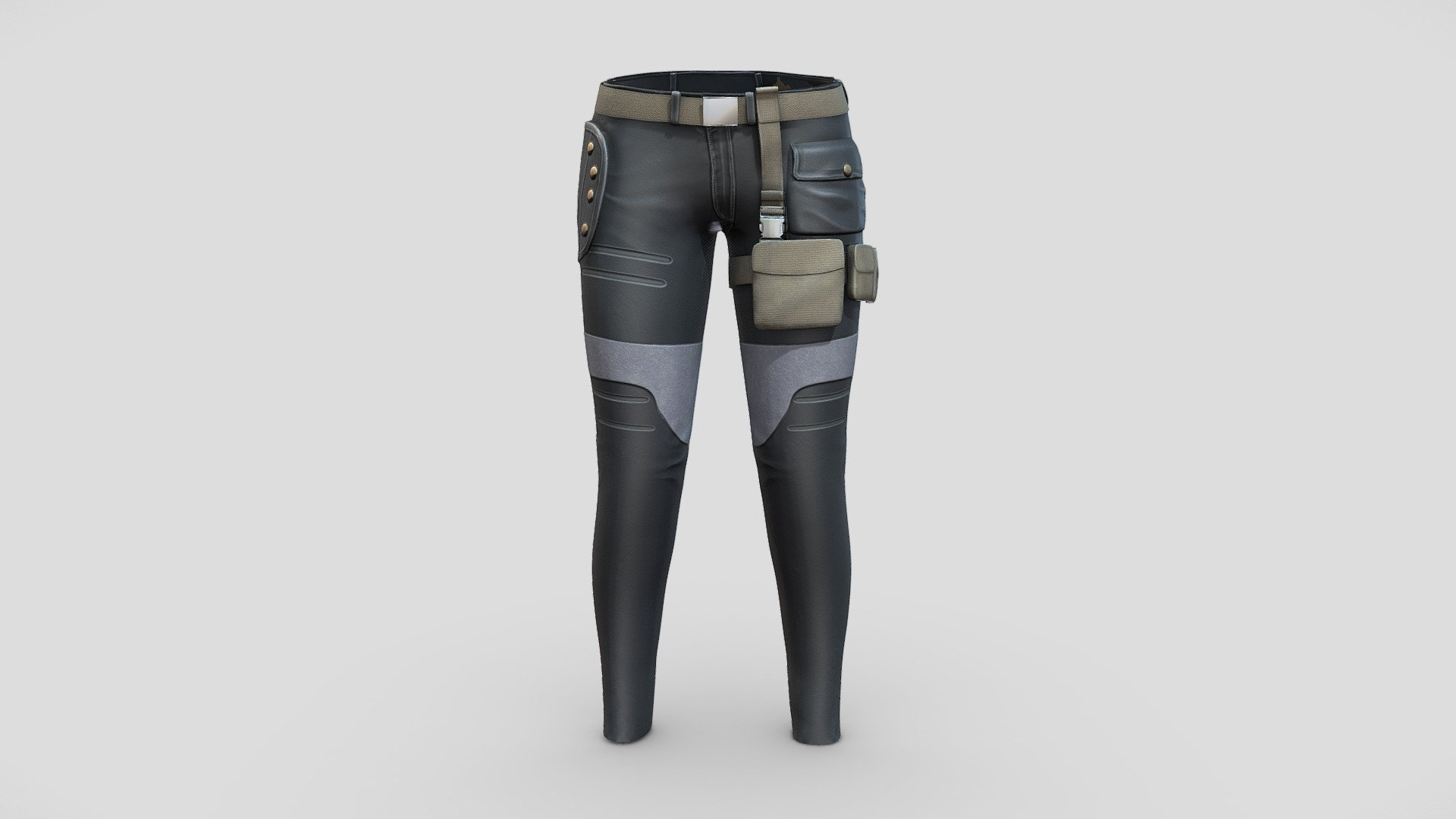 Female Futuristic Thight Fit Pants 3d model