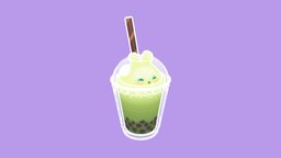 Cute Matcha Bubble Tea