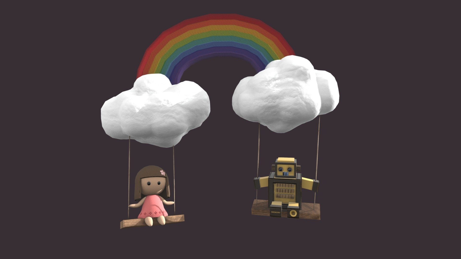 Toys on Rainbow Swings 3d model