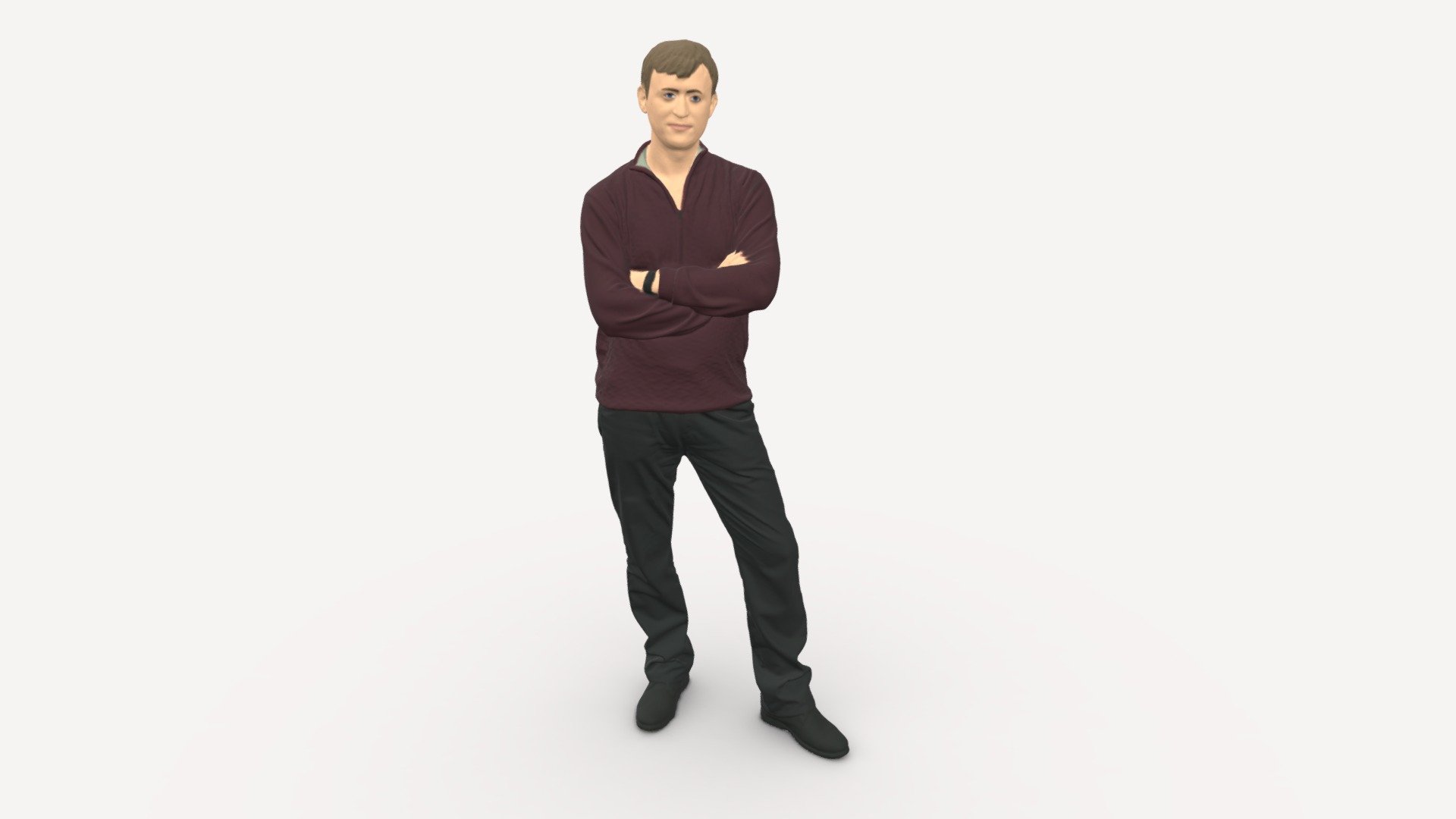 Young man burgundy sweater 0697 3d model