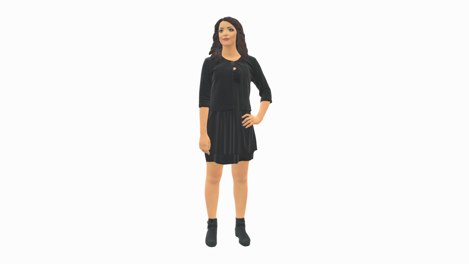 Woman in black dress 0192 3d model