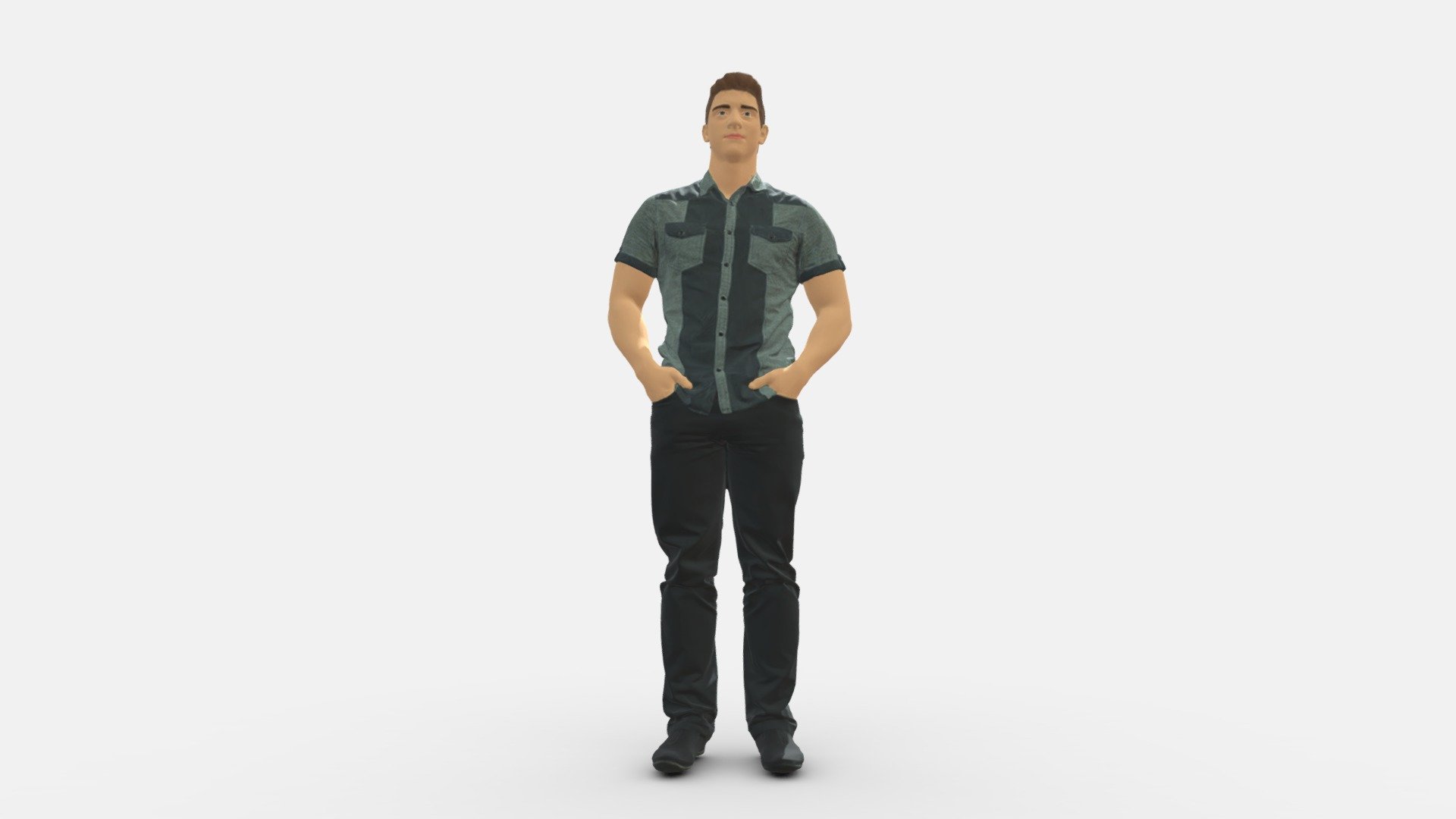 Young man in shiny trousers 0384 3d model