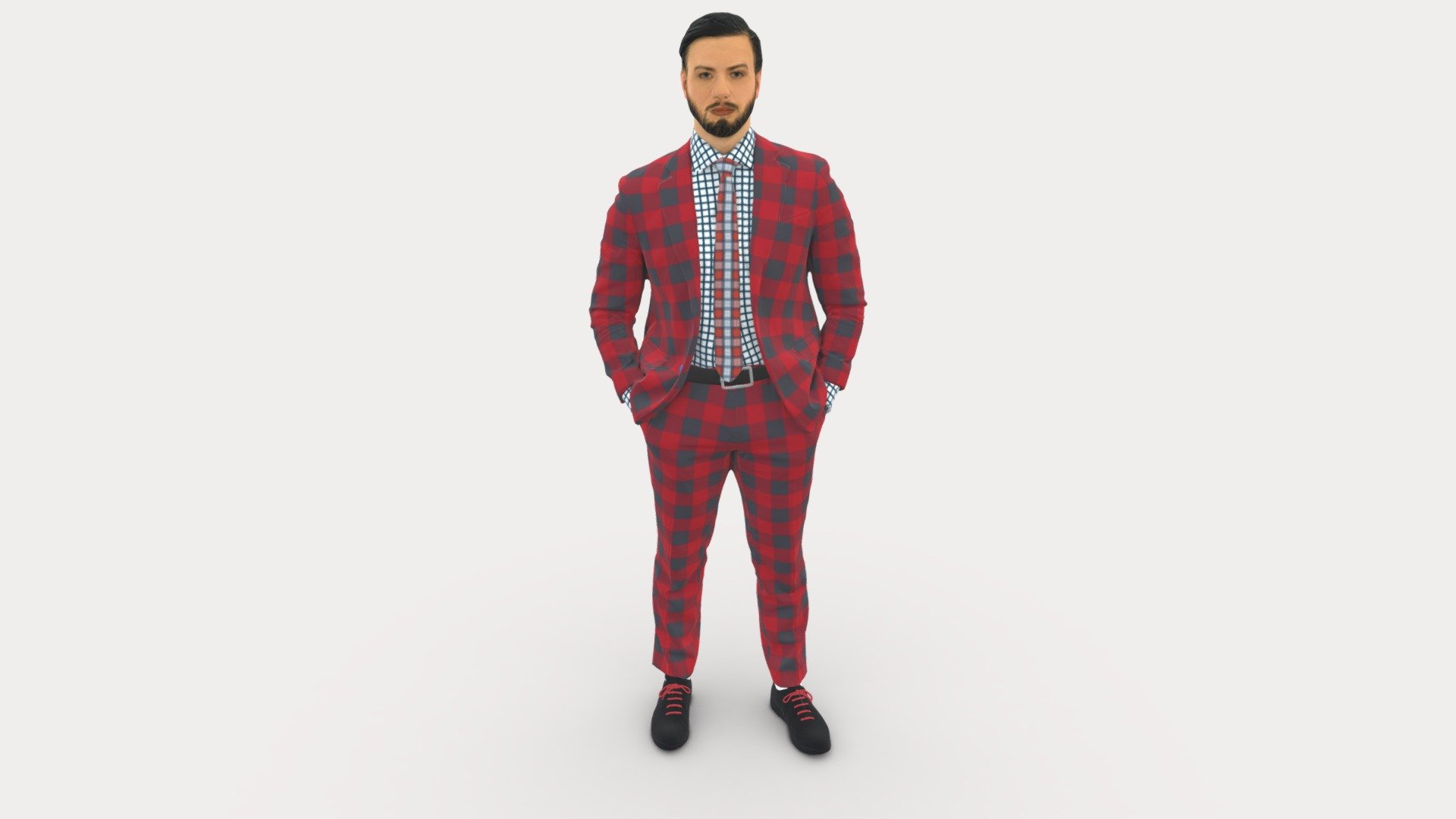 man in red gray quads suit 1066 3d model