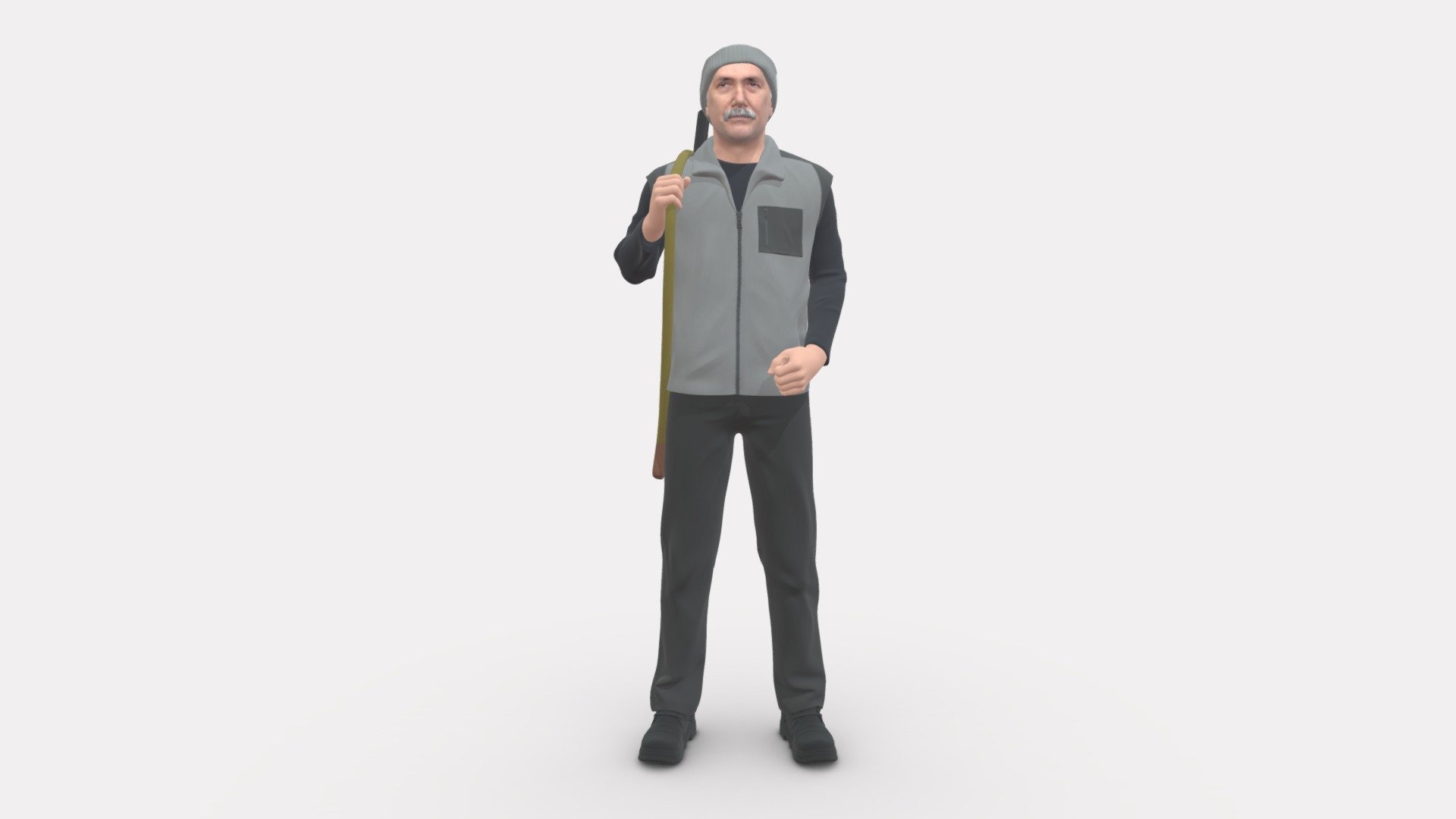 Man With Hunting Rifle 0206 3d model