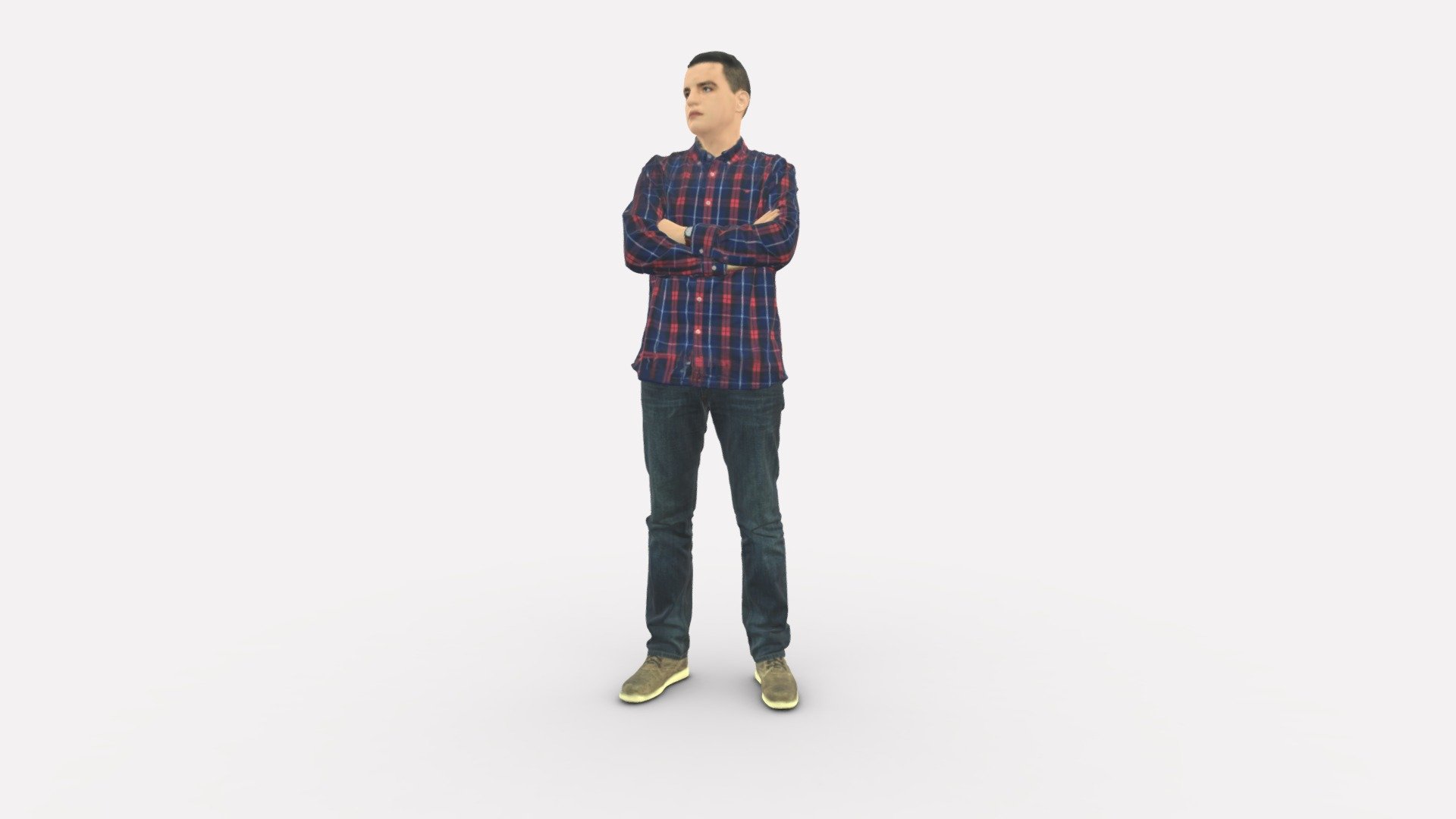 Man in blue red tshirt close Pose 0866 3d model