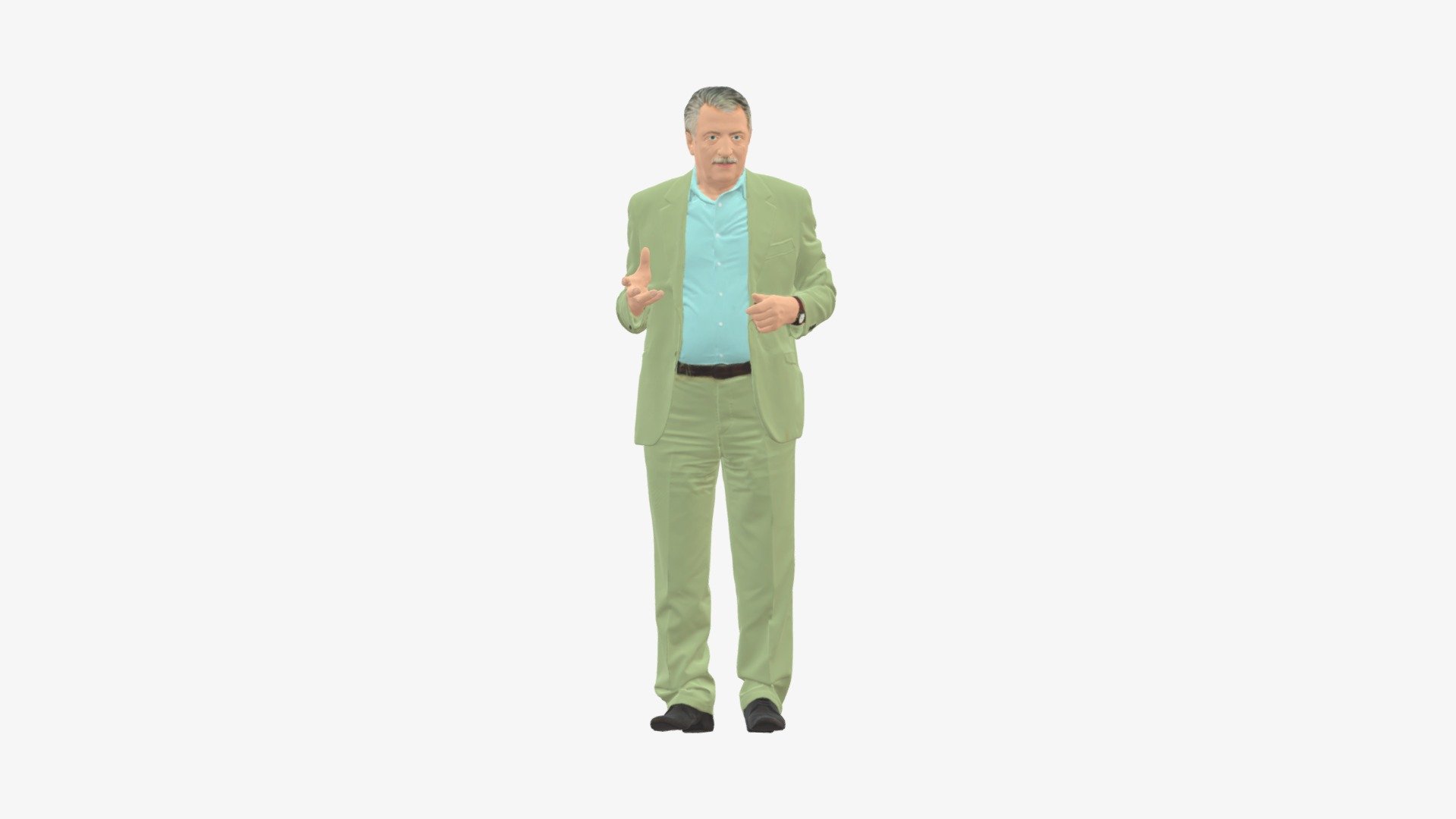 Man in age in bright brown suit 0936 3d model