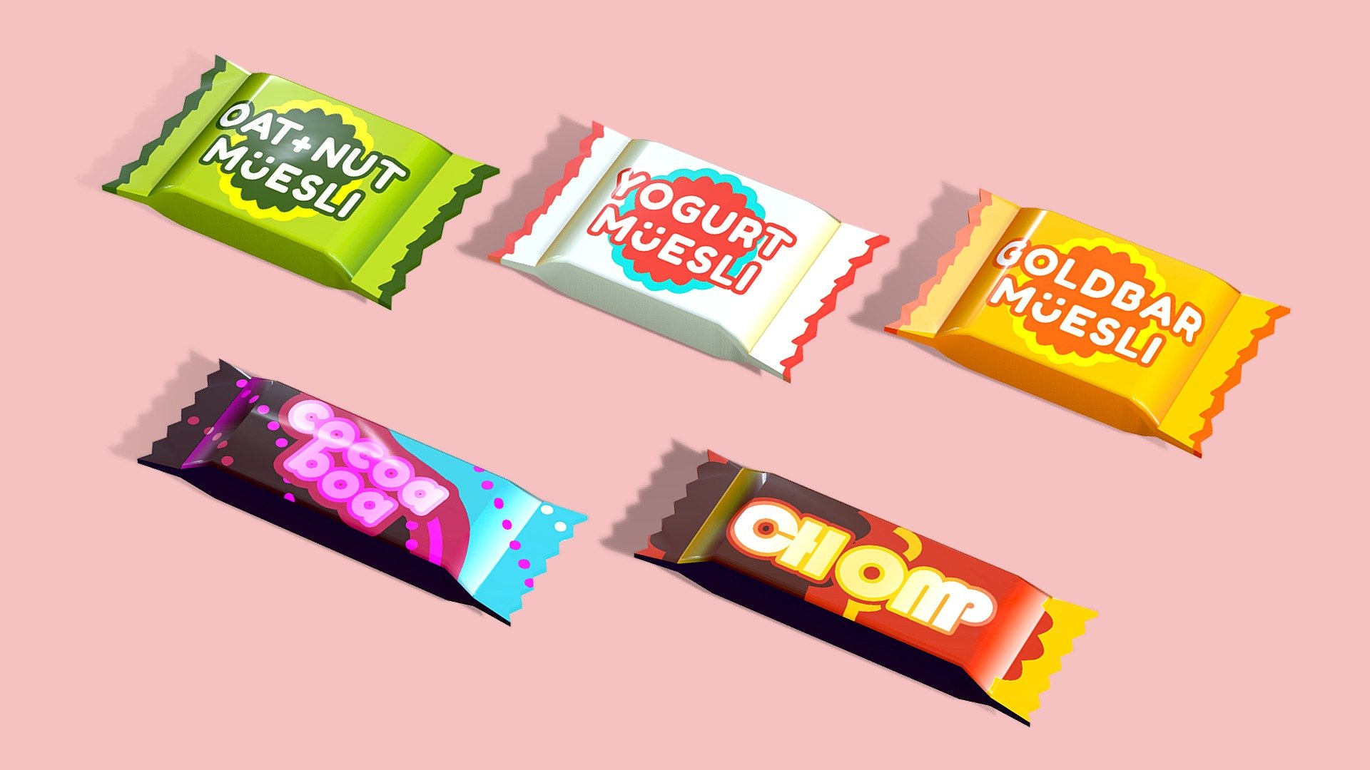 Protein Bars and Candy Bars 3d model