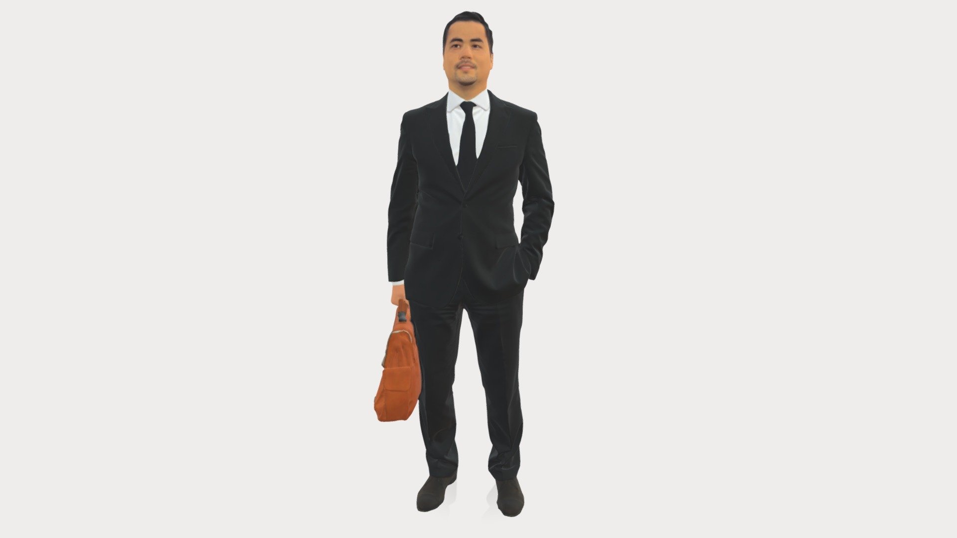 Man in suit with brown handcase 0691 3d model