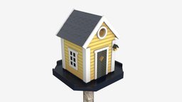 Outdoor Garden Birdhouse on Pillar