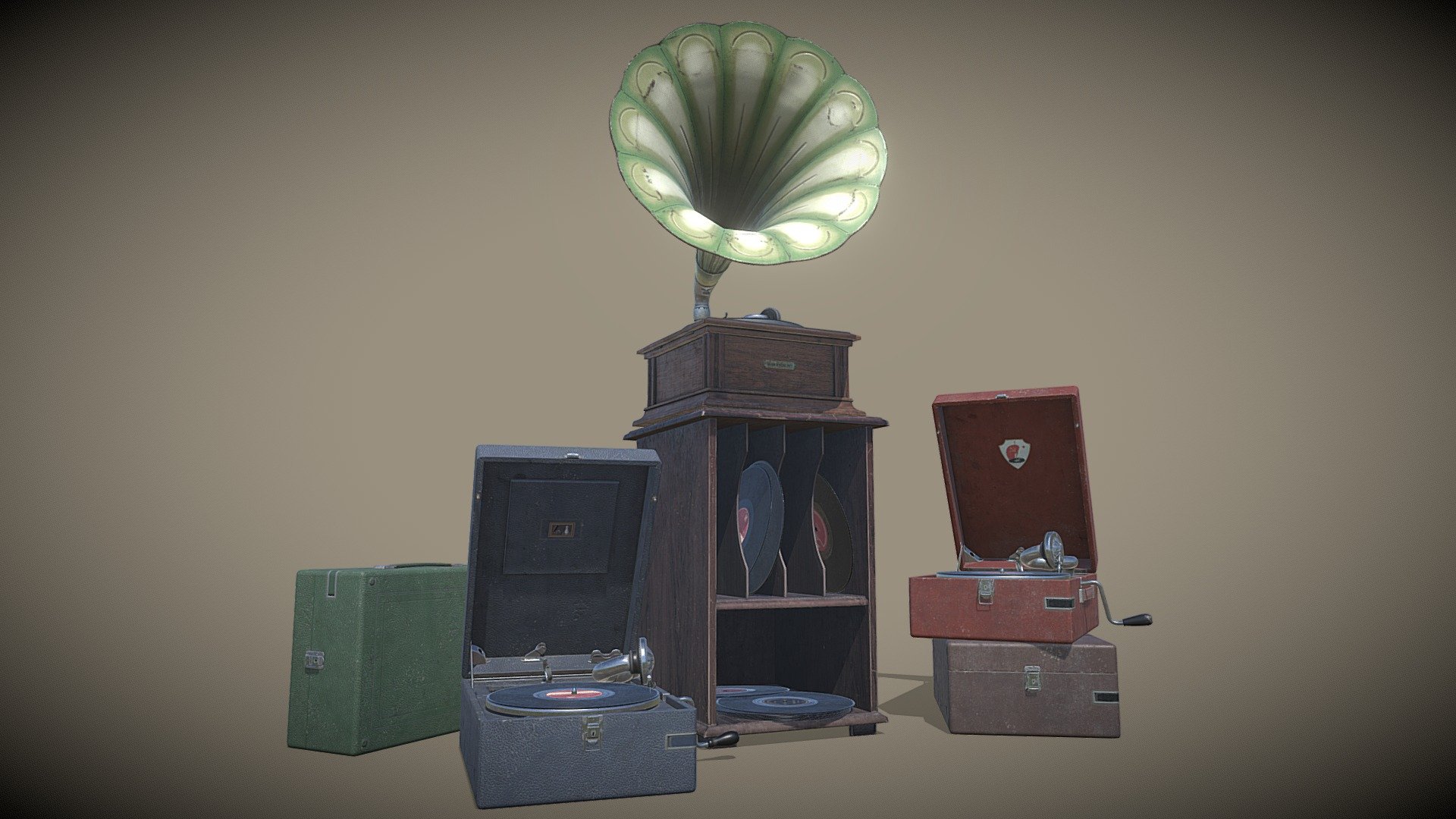 Old Gramophones 3d model