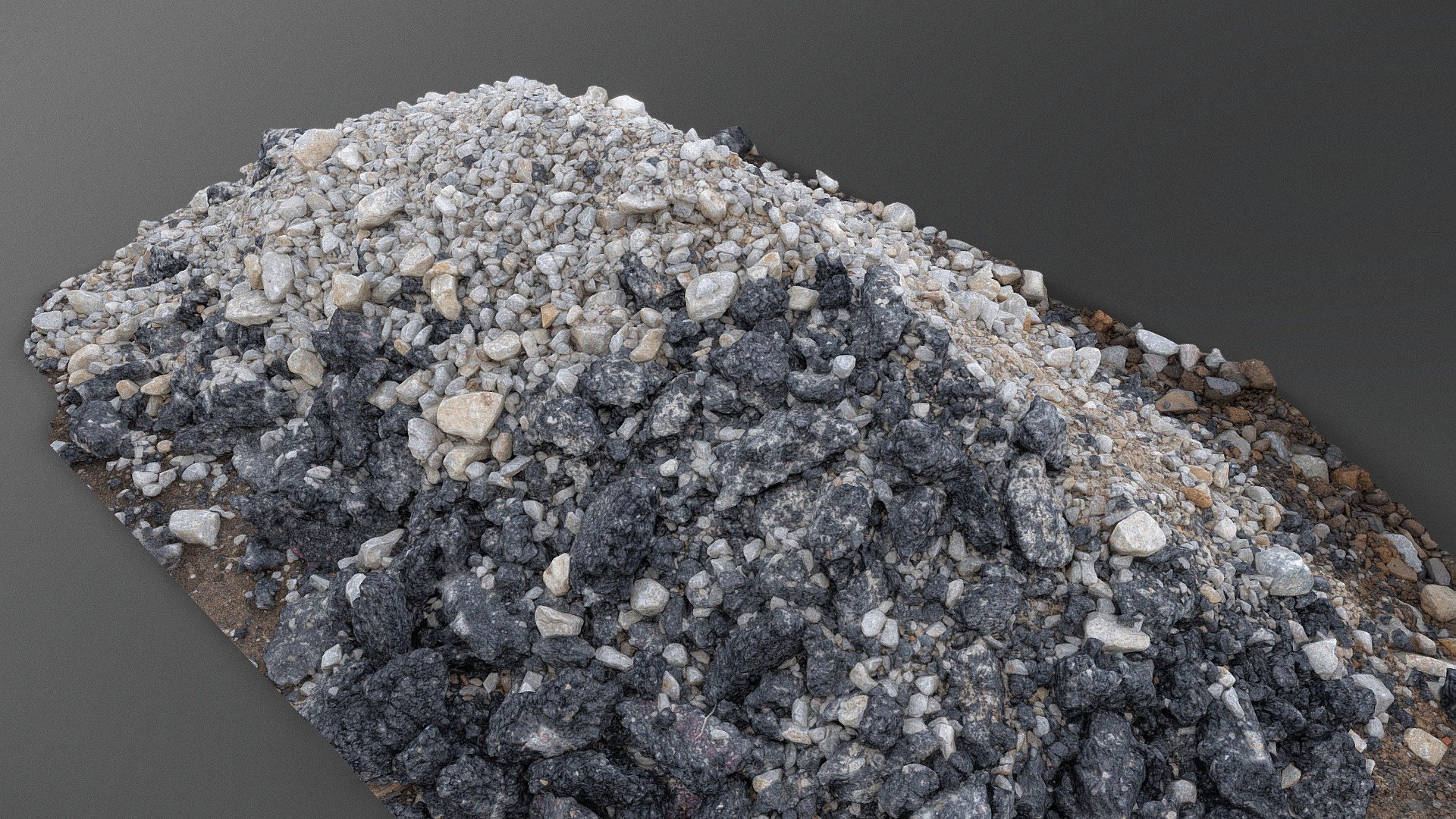 Mixed pile of gravel and asphalt debris 3d model