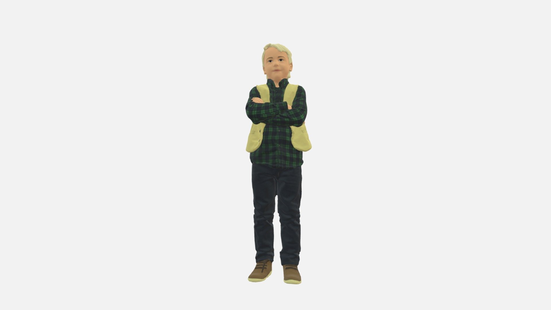 Kid In Plaid Green Tshirt 0611 3d model