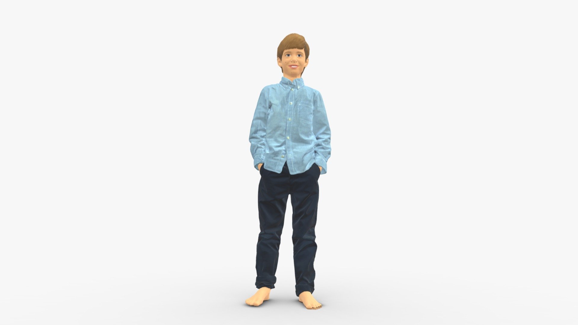 Barefoot Boy In Pose 0104 3d model