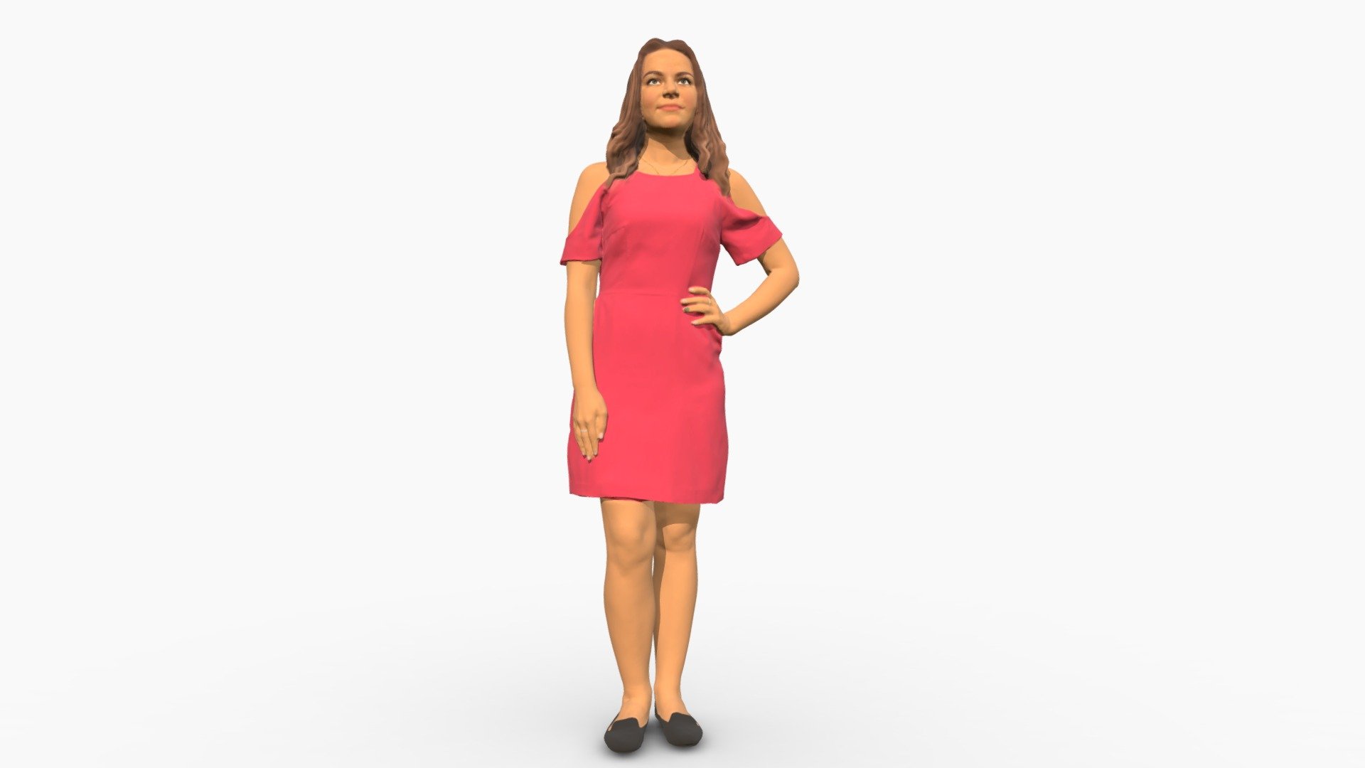 Young girl in pink dress 0007 3d model