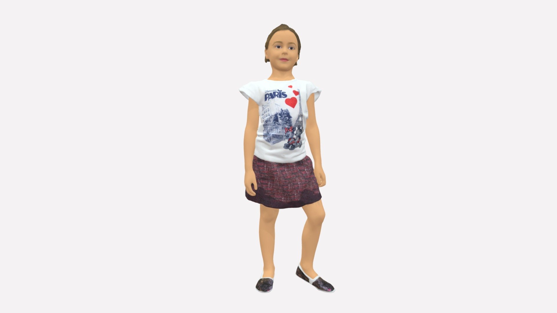 Young Girl In White Shirt Paris 0725 3d model