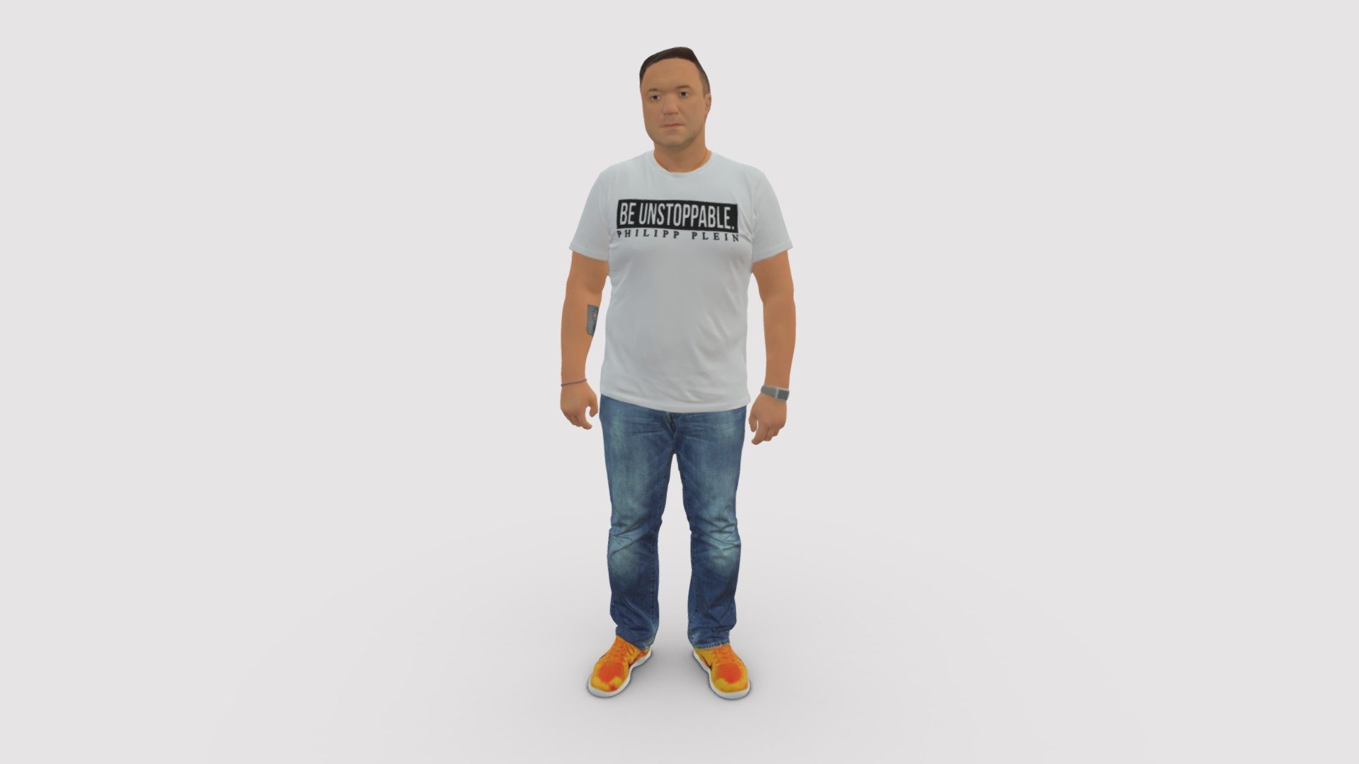 Man in white shirt be unstopable 0877 3d model