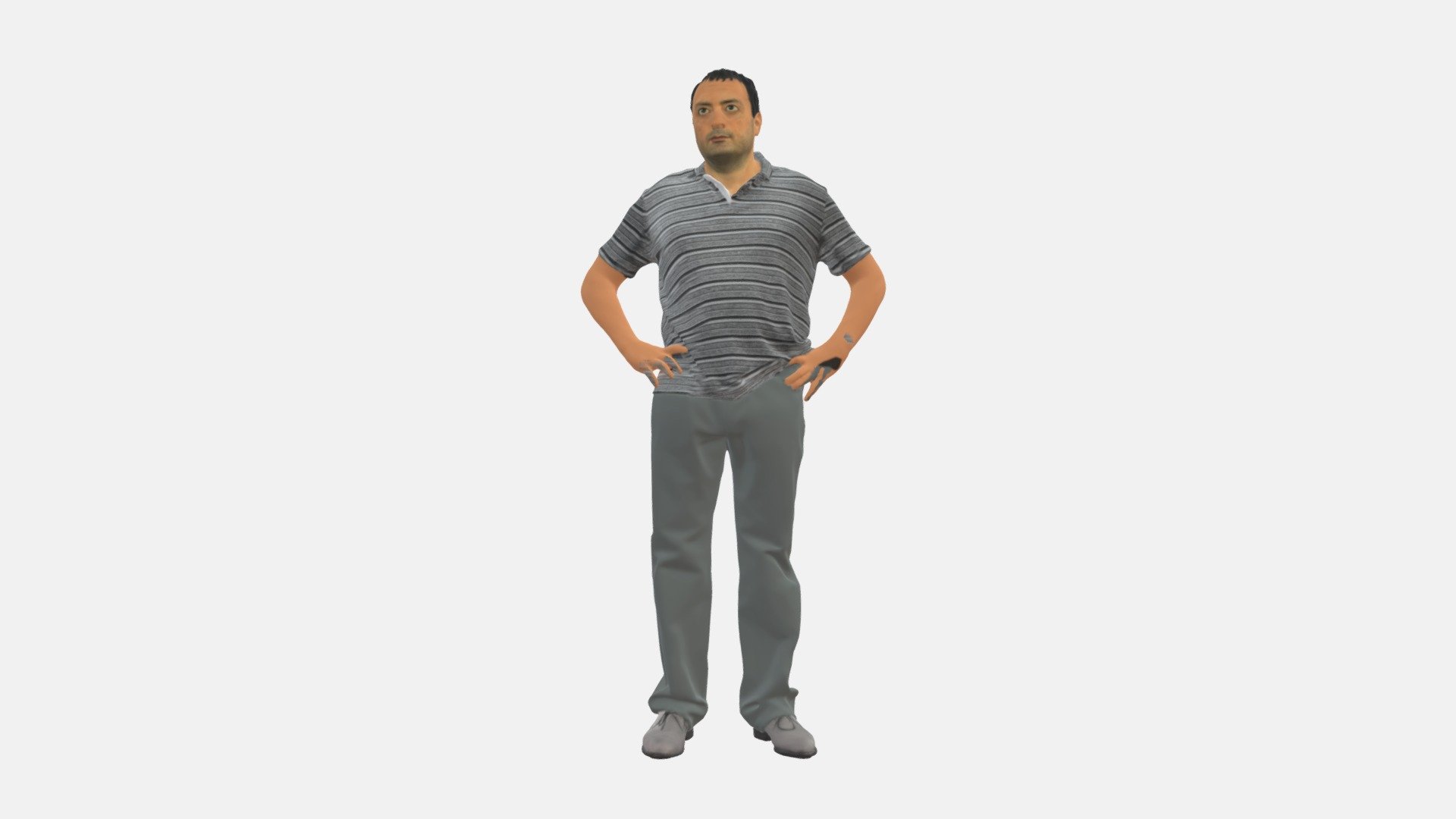 Man in gray stripped shirt 0693 3d model