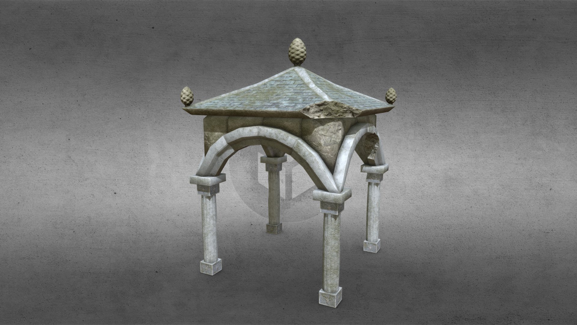 Damaged Stone Gazebo 3d model