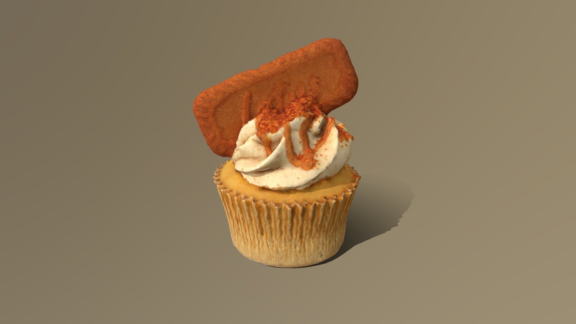 Biscoff Caramel Biscuit Cupcake 3d model