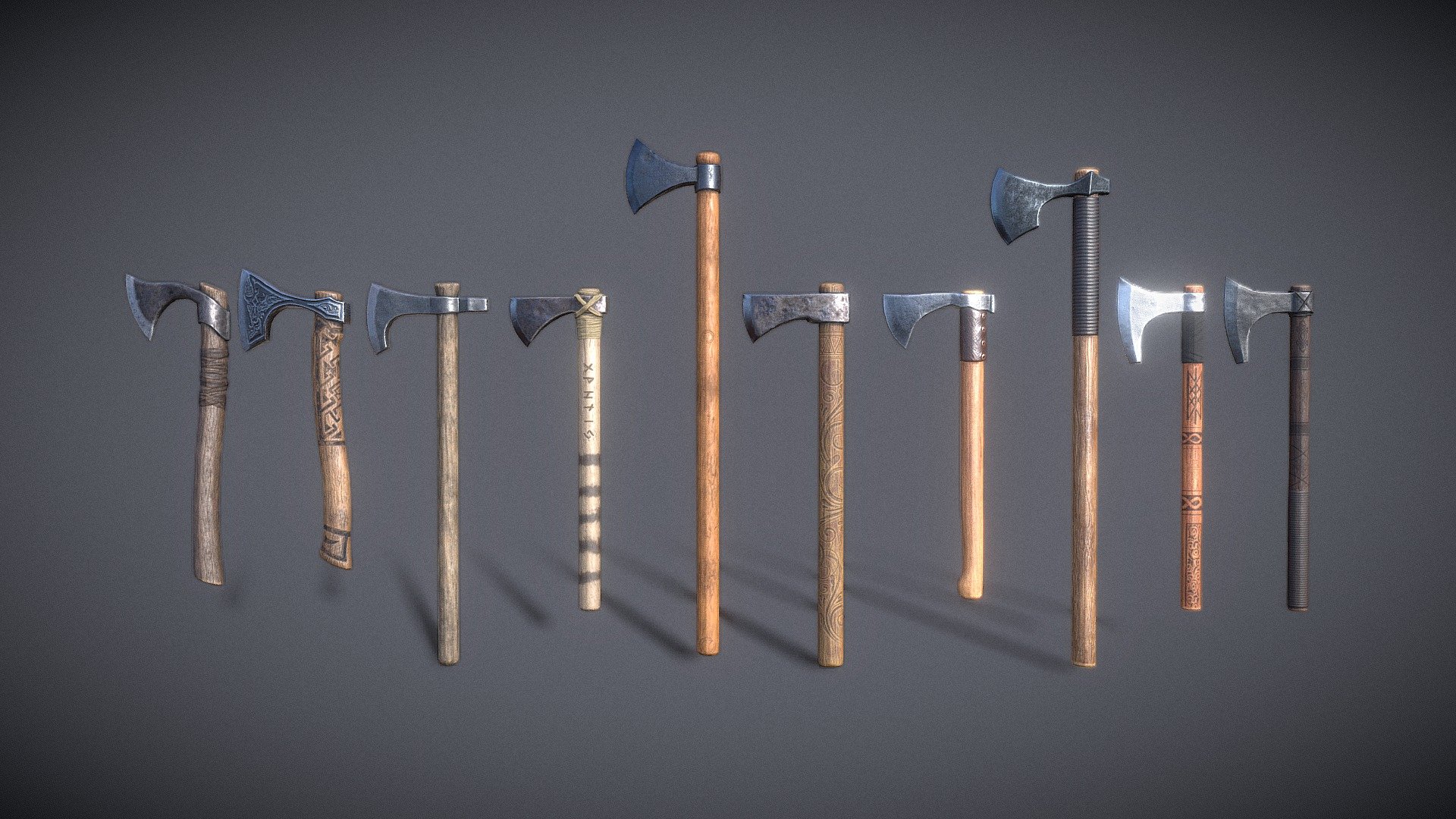 Medieval Ax Set 01 3d model