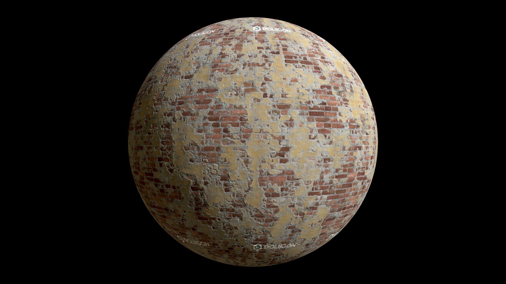 Bricks Old Plastered Red 002 3d model