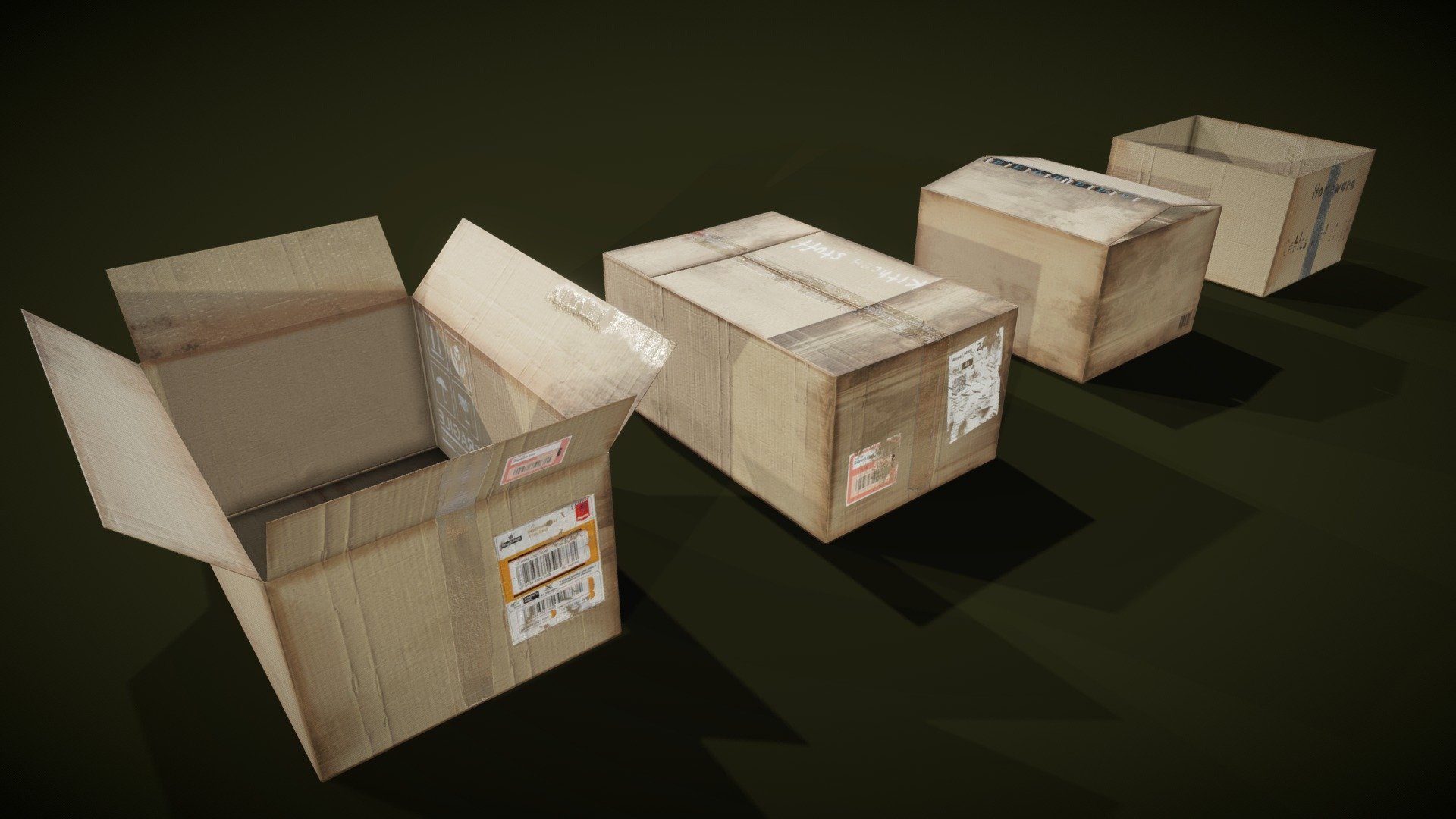 old cardboard boxes 3d model