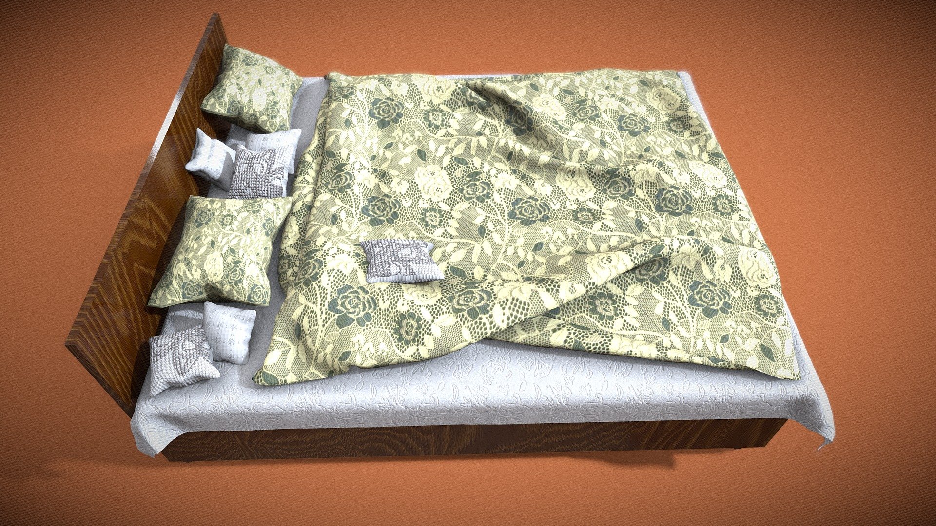 Bed ( Pilloows/ bedsheet/quilt ) FREE 3d model