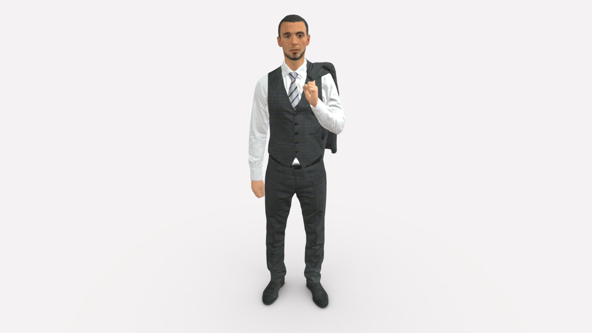 001055 man in gray three piece suit 3d model