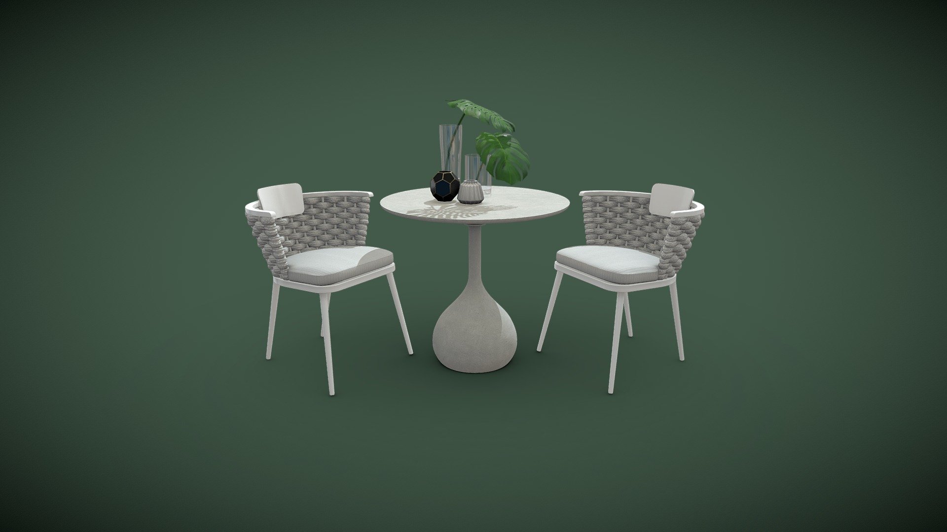 Windsor Chair Table Set 3d model