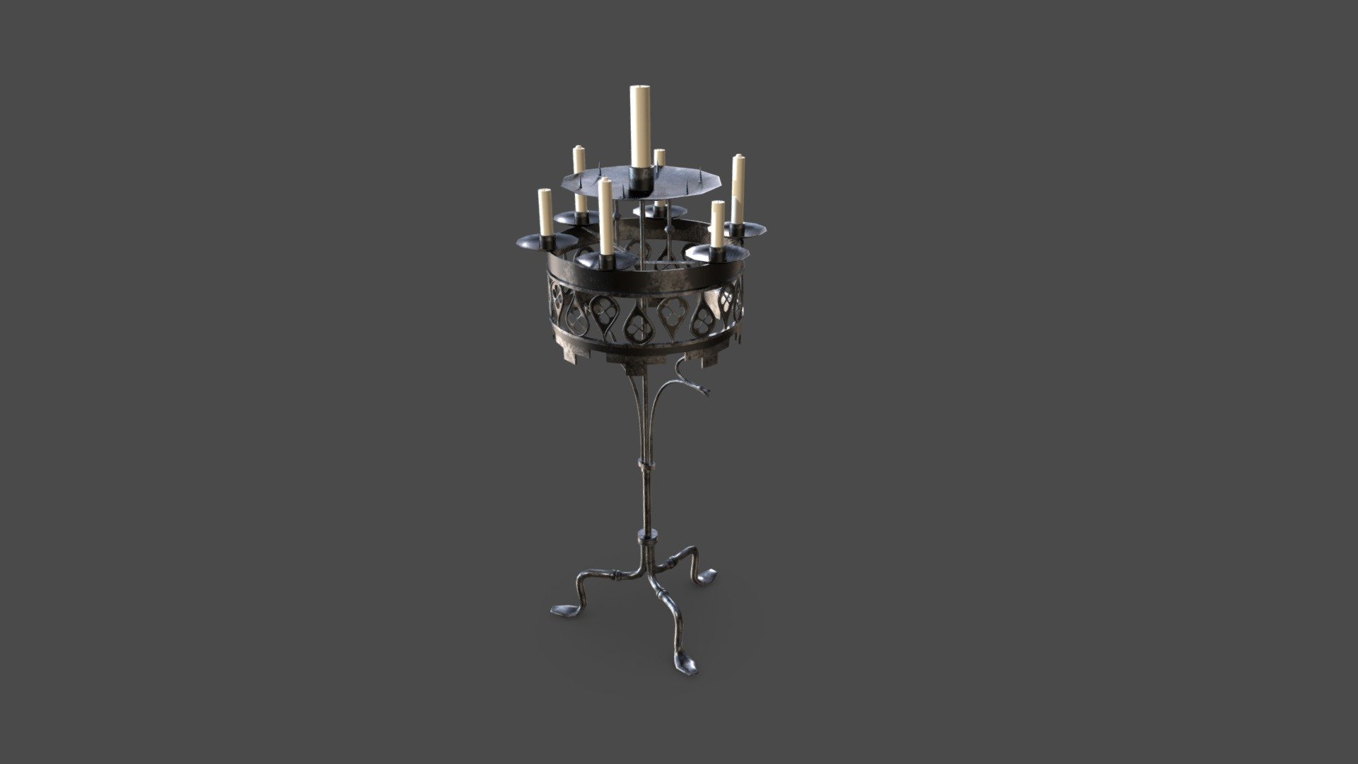 Medieval Candle Holder | Game Assets 3d model