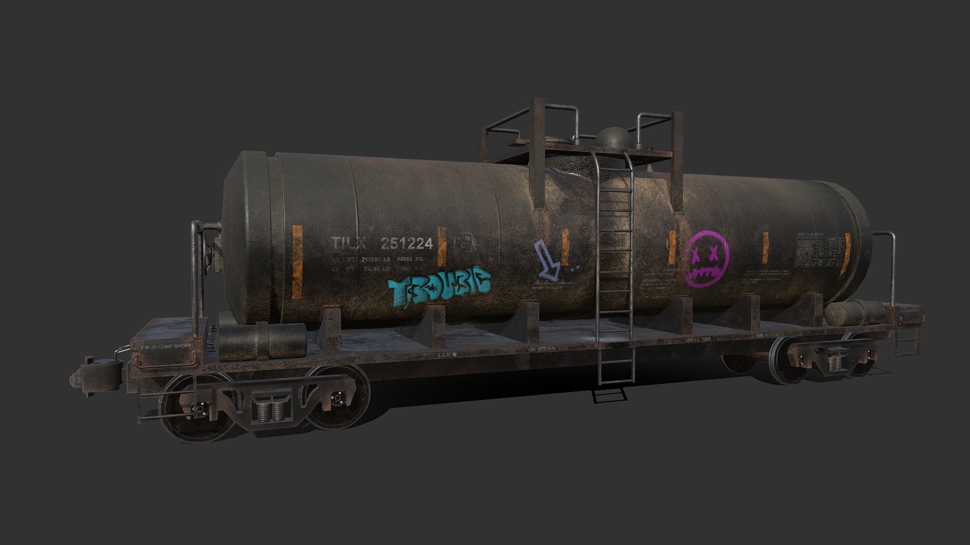 Oil-Tank-Car 3d model