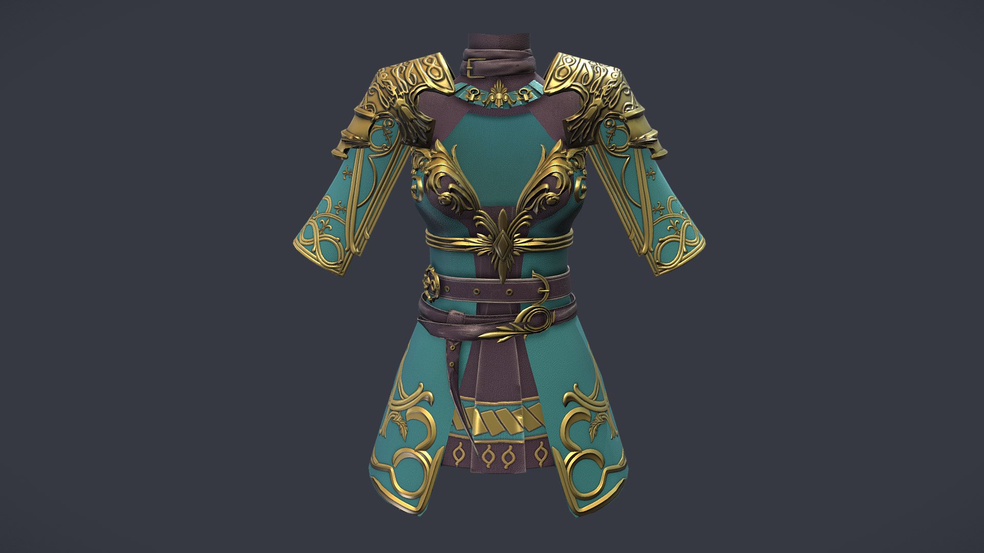 Fantasy  Knight Female Royal Armour Dress 3d model