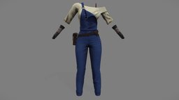 Female Overalls Top Gloves Outfit