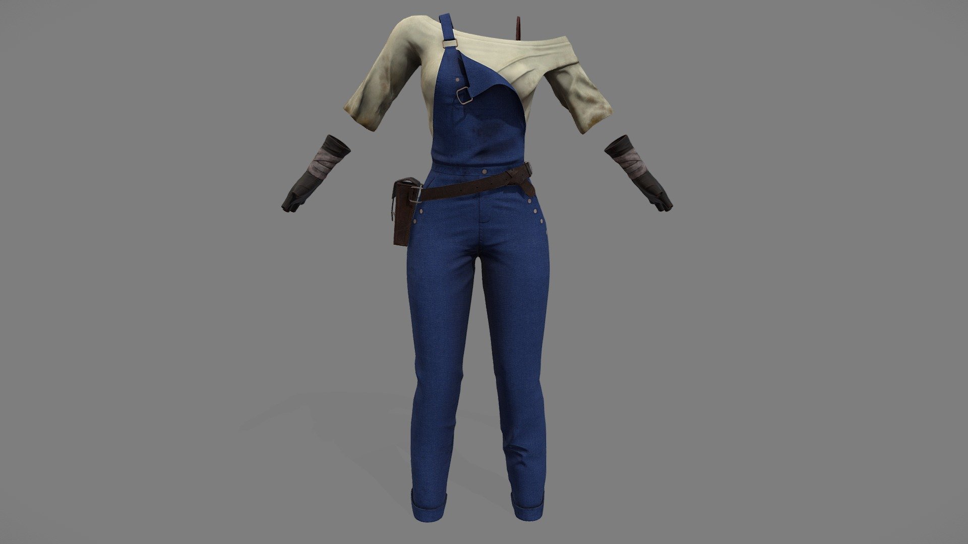 Female Overalls Top Gloves Outfit 3d model