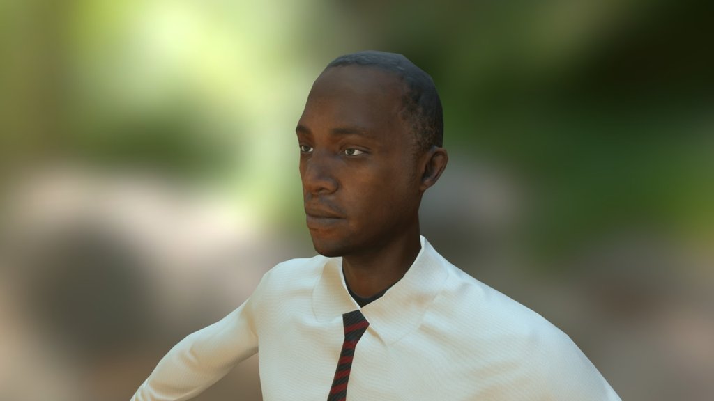 Black Man with a Shirt and a Tie 3d model