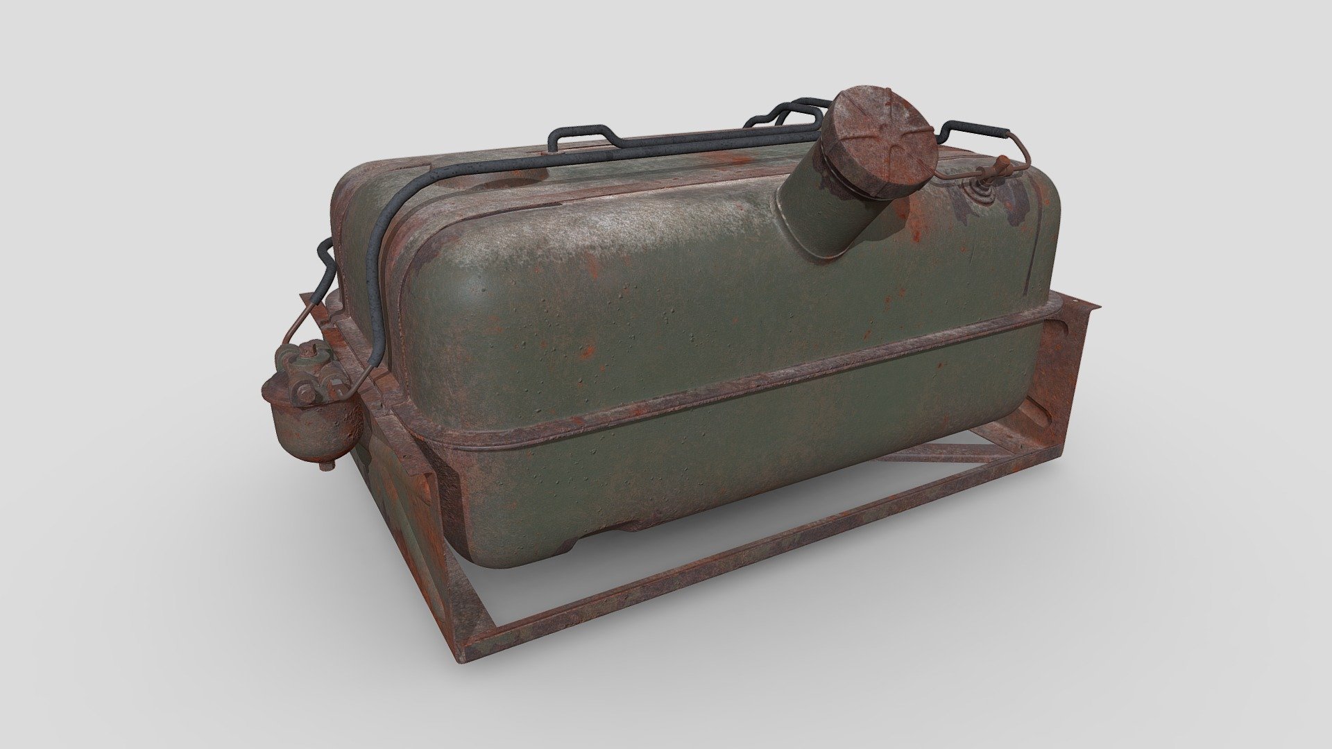 3D Model ZIL-157_Fuel tank_Rusty_Green. 3d model