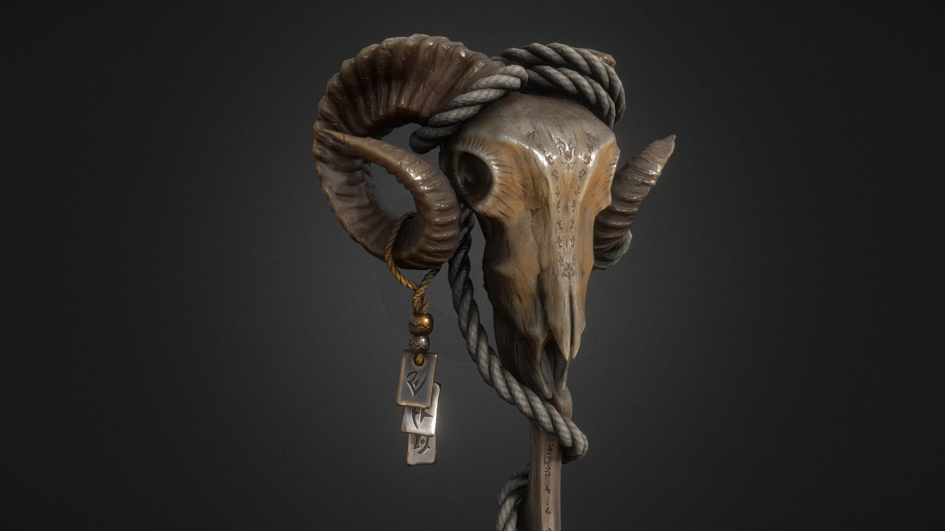 Skull staff 3d model