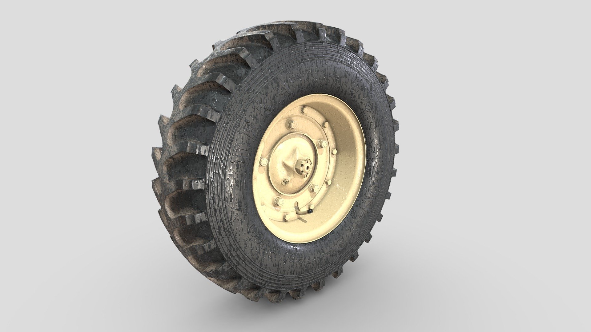 3d model-Schwimmwagen Wheel_Dark Yellow_Wet. 3d model