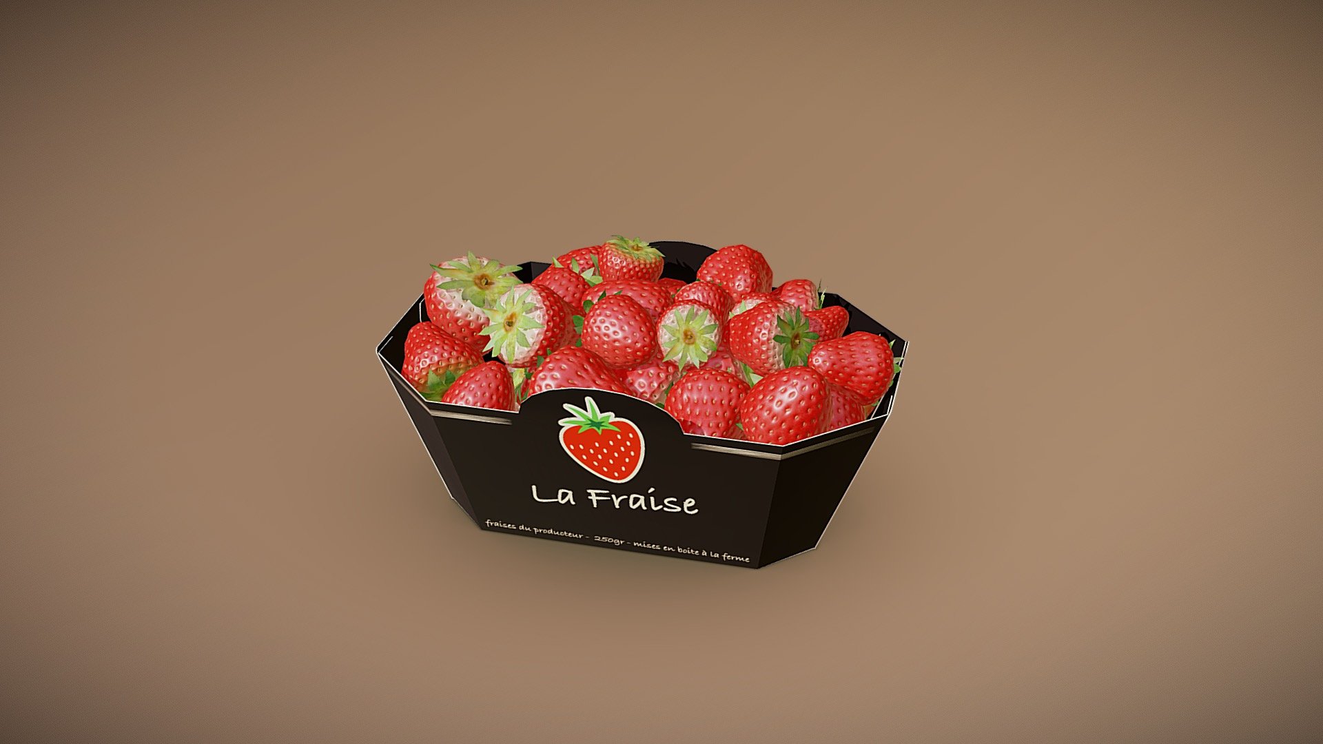 Punnet of Strawberries 3d model