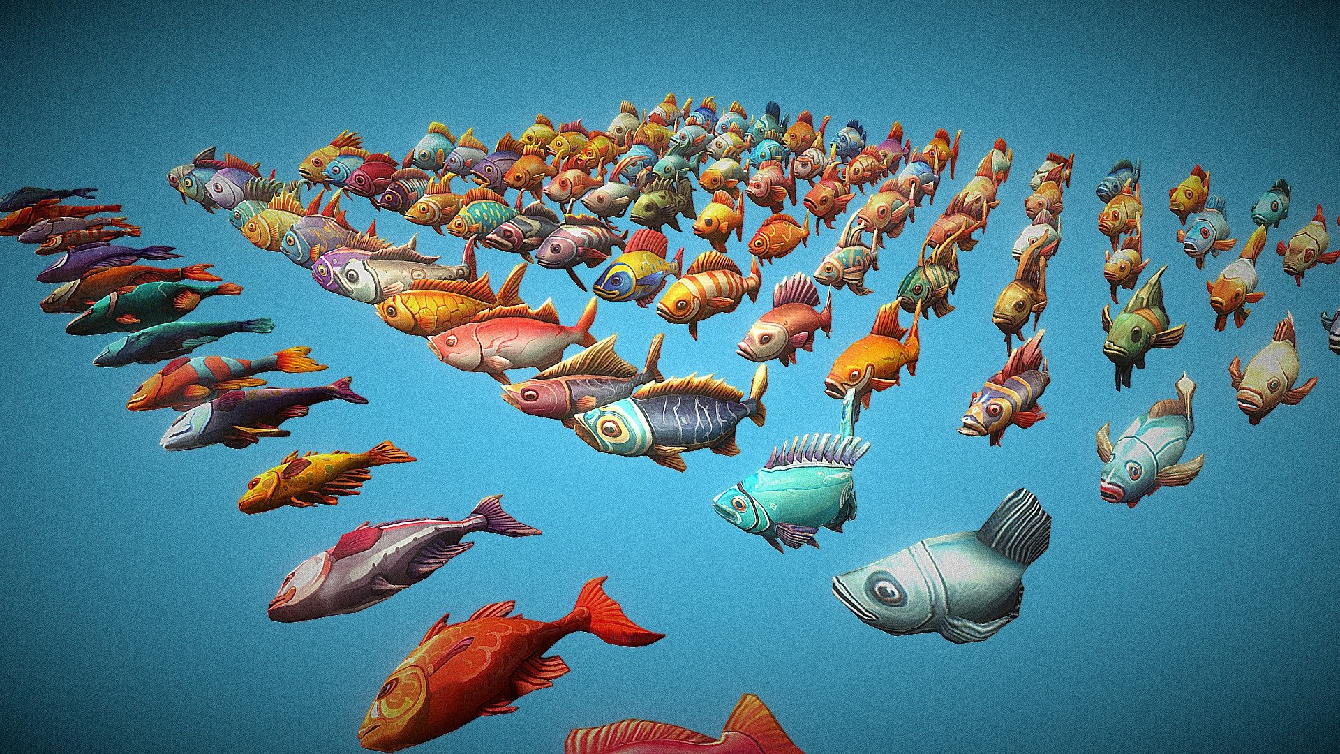 100 Stylized Fish Pack 3d model