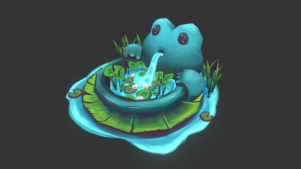 Frog fountain 3d model