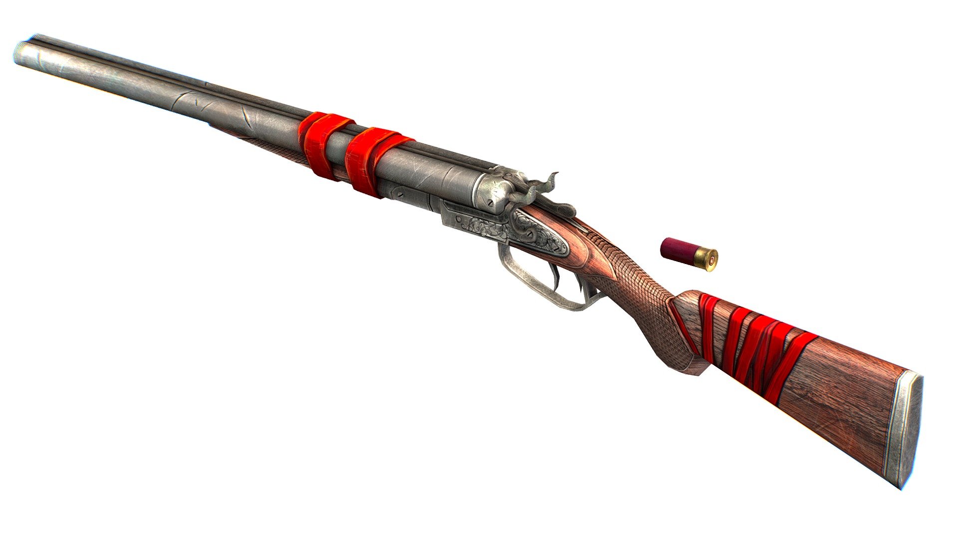 Double Barrel Shotgun 1 3d model