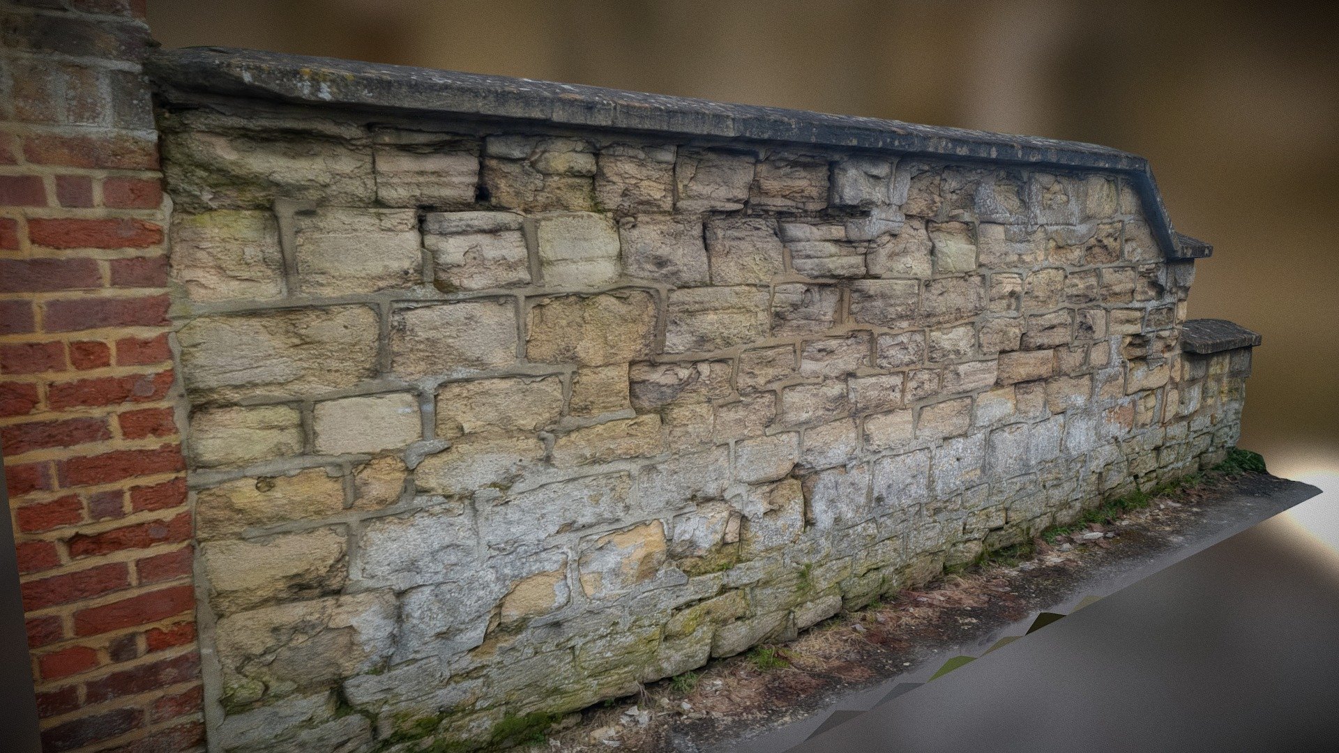 old limestone wall 3d model