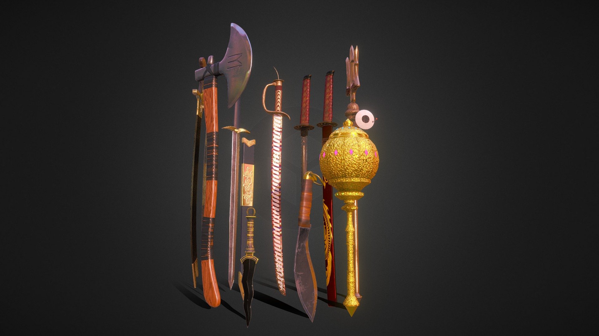 Realistic Historic Melee Weapon Pack 3d model