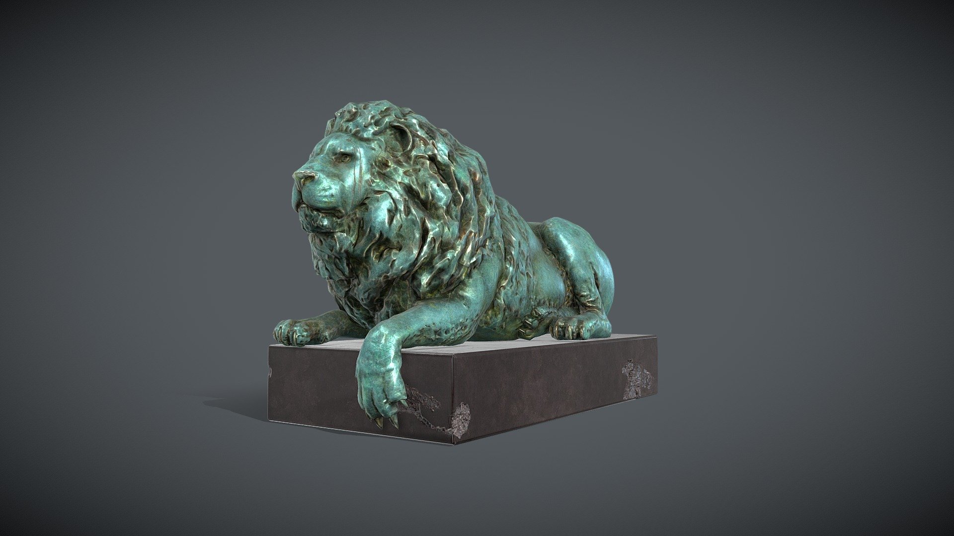 Lion sculpture bronze 3d model