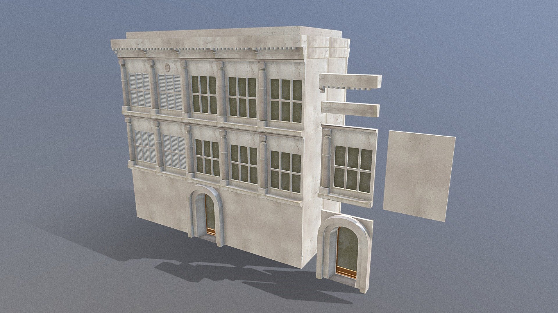 Modular building facade 3d model